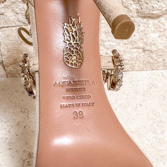 Aquazzura Milla Jewel 105 Suede Nude - Picture 12 of 14